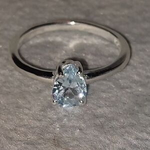 Dainty Light Blue Sapphire Sterling Silver Ring